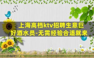 上海高档ktv招聘生意巨好酒水员-无需经验合适就来